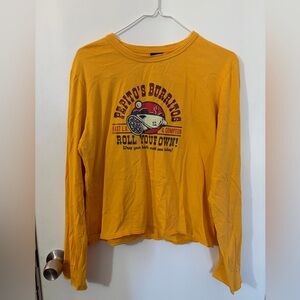Juniors XL American Eagle Yellow Long Sleeve Graphic Tee Pepito’s Burritos